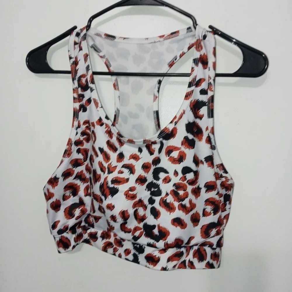Shein high waist cheetah print Athletic leggings and Racerback Top